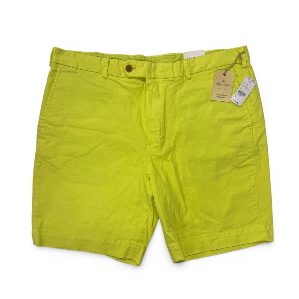 Brooks Brothers Mens Bermuda Shorts 40 Yellow Garment Dyed Cotton Stretch NWT